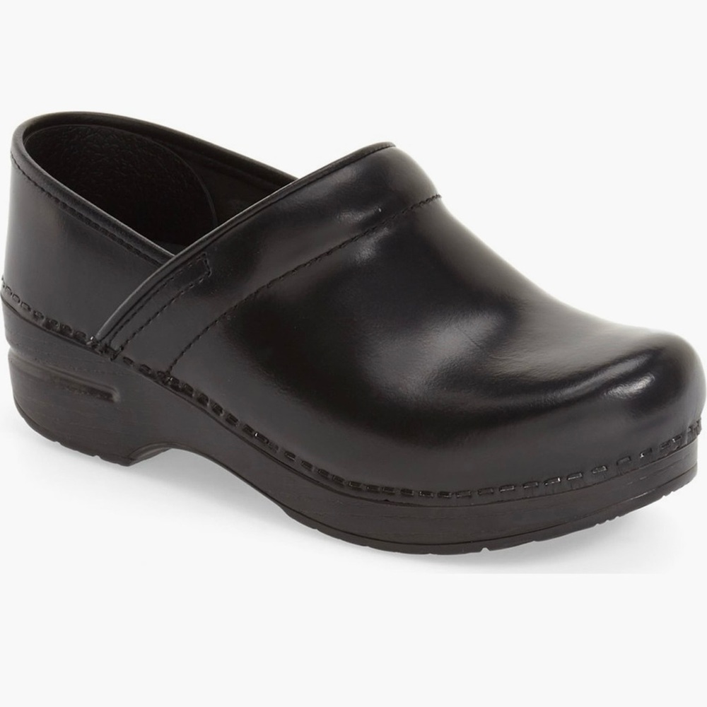 Dansko Sleek Black Leather Slip-Ons
